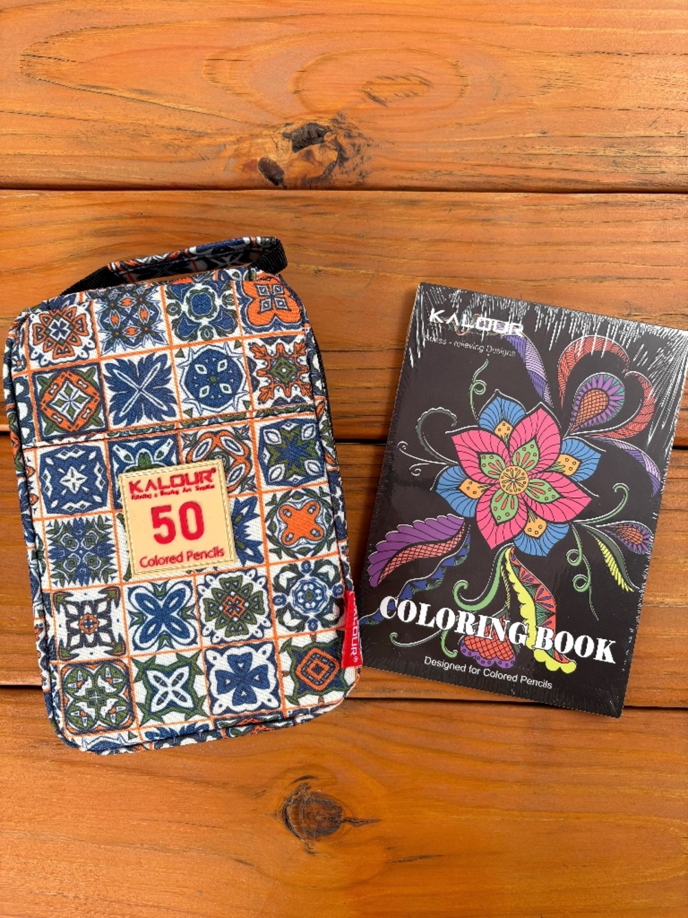 NWT Colored Pencils by Kalour with Mini Coloring Book, 50 Pencils in Bag